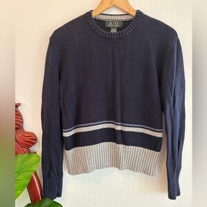 Vintage Women’s American Outpost Navy & Grey Classic Preppy Crewneck Sweater